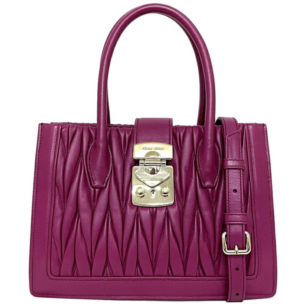 Miu Miu Bag Pink Gold Matelasse Top Handle Shoulder Handbag Crossbody